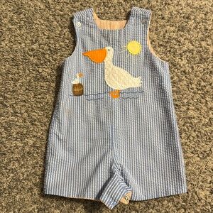 The Bailey Boys reversible seersucker romper